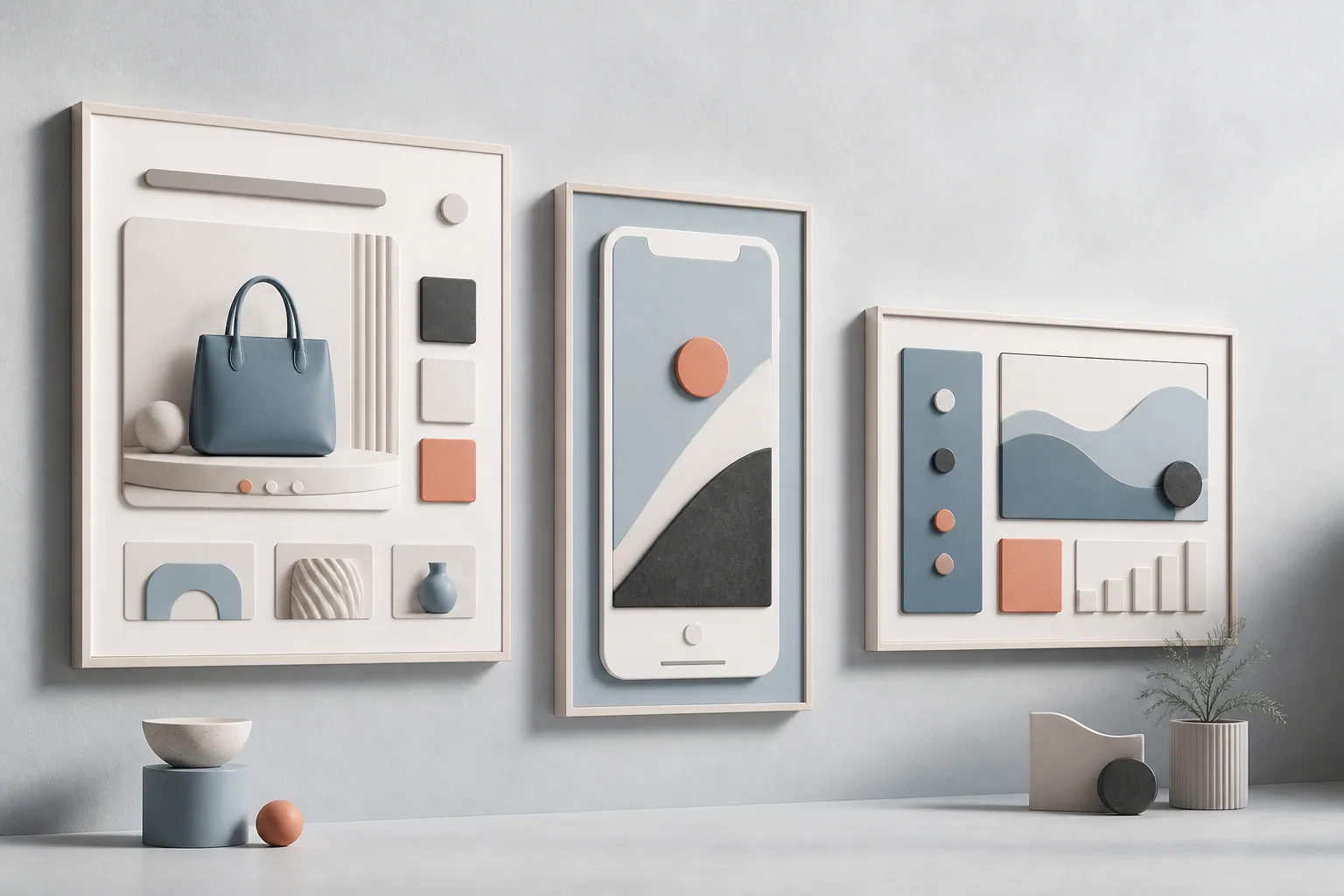 Selección visual de una tienda, una aplicación móvil y un sistema digital